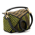 Raffia Calfskin Small Puzzle Bag Anise Olive
