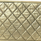 Metallic Aged Calfskin Quilted Medium Gabrielle Cosmetic Case  Gold