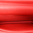 Grained Calfskin Quilted CC Box Wallet On Chain WOC Red
