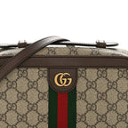 GG Supreme Monogram Web Small Ophidia Top Handle Shoulder Bag Brown