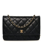 Caviar Quilted Wallet On Chain WOC Black