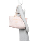 Mixed Fibers Calfskin Medium Deauville Tote Beige