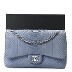 Snakeskin Jumbo Double Flap Light Blue