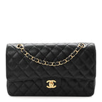 Caviar Quilted Medium Double Flap Black