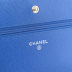 Caviar Chevron Quilted Wallet On Chain WOC Blue