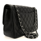 Lambskin Quilted Jumbo Double Flap Black