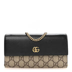 Dollar Calfskin GG Supreme Monogram Petite GG Marmont Wallet Chain Bag Black Beige Ebony