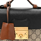 GG Supreme Monogram New Sakai Lux Calfskin Mini Padlock Flap Pocket Shoulder Bag Beige Ebony Black Cuir