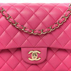 Lambskin Quilted Medium Double Flap Pink