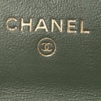 Lambskin Quilted Trendy CC Card Holder On Chain Green