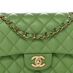 Caviar Quilted Small Double Flap Green