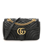 Calfskin Matelasse Small GG Marmont Shoulder Bag Black