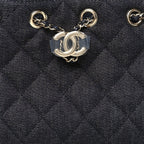 Denim Quilted Mini Chanel 25 Handbag Dark Blue