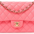 Lambskin Quilted Medium Double Flap Pink