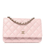 Caviar Quilted Wallet on Chain WOC Light Pink