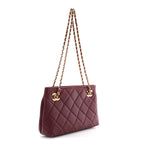 Lambskin Quilted Small Eyes On You Shopping Bag Dark Burgundy