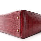 Calfskin Crocodile Embossed Archetype Small Shopper Tote Burgundy