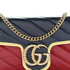 Vintage Effect Calfskin Matelasse Super Mini Torchon GG Marmont Shoulder Bag Black Beige