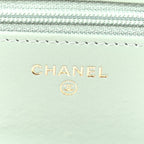 Lambskin Quilted Trendy CC Wallet On Chain WOC Grey