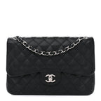 Caviar Quilted Jumbo Double Flap Black