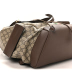 GG Supreme Monogram Medium Ophidia Double Buckle Backpack Brown