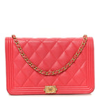 Caviar Quilted Boy Wallet On Chain WOC Dark Pink
