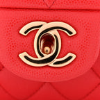 Caviar Quilted Medium Double Flap Red