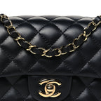 Lambskin Quilted Mini Rectangular Flap Black
