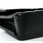 Caviar Quilted Medium Double Flap Black