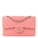 Caviar Quilted Small Double Flap Light Pink