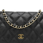 Caviar Quilted Wallet on Chain WOC Black