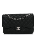 Caviar Quilted Jumbo Double Flap Black
