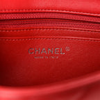 Lambskin Quilted Mini Rectangular Flap Dark Red