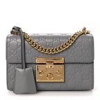 Guccissima Small Padlock Shoulder Bag Grey
