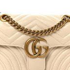 Calfskin Matelasse Mini GG Marmont Shoulder Bag White