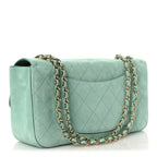 Suede Calfskin Small Souplissimo Maxi Flap Green