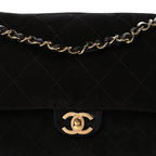 Suede Calfskin Small Souplissimo Maxi Flap Black