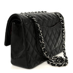 Lambskin Quilted Medium Double Flap Black