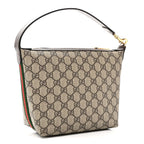 GG Supreme Monogram Textured Calfskin Web Super Mini Ophidia Shoulder Bag Beige Ebony New Acero