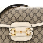GG Supreme Monogram Horsebit 1955 Shoulder Bag Beige Mystic White