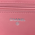 Lambskin Camellia Embossed Wallet on Chain WOC Pink