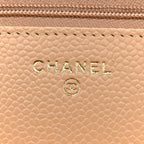 Caviar Quilted Wallet on Chain WOC Beige