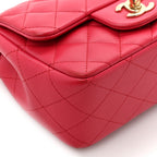 Lambskin Quilted Mini Square Flap Dark Pink
