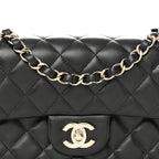 Lambskin Quilted Mini Rectangular Flap Black