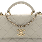 Lambskin Quilted Trendy CC Dual Handle Clutch With Chain Grey