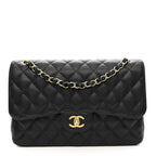 Caviar Quilted Jumbo Double Flap Black