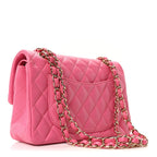 Caviar Quilted Small Double Flap Pink