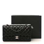 Lambskin Quilted Medium Double Flap Black