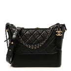 Aged Calfskin Quilted New Medium Gabrielle Hobo Black