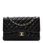 Caviar Quilted Jumbo Double Flap Black